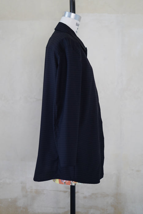 VINTAGE HERMES <br>WOOL ZIP STRIPED SHIRT