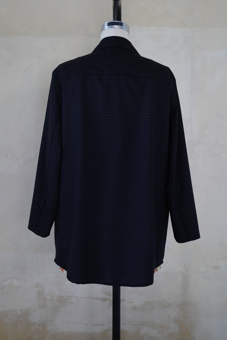 VINTAGE HERMES <br>WOOL ZIP STRIPED SHIRT