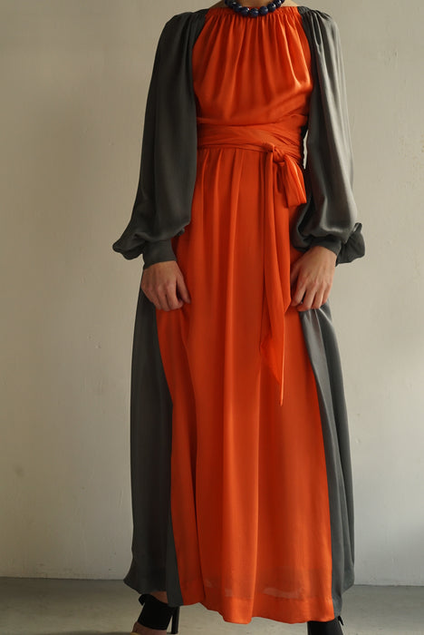 VINTAGE<BR>GUY LAROCHE<BR>2TONE SILK DRESS