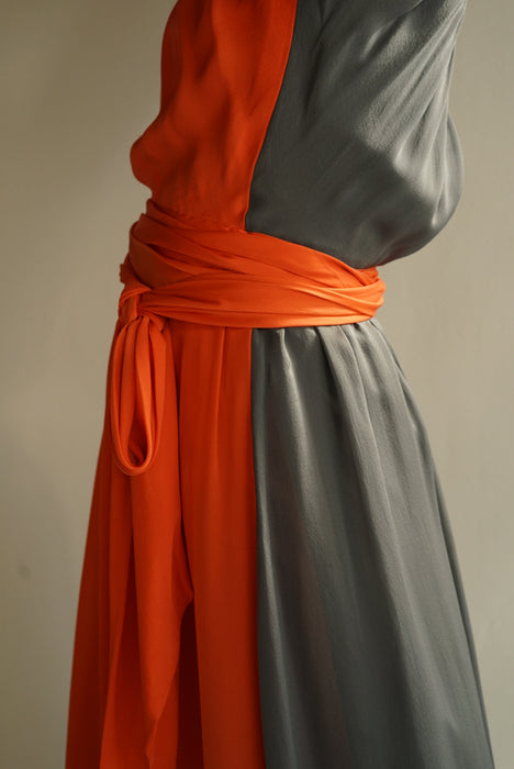 VINTAGE<BR>GUY LAROCHE<BR>2TONE SILK DRESS