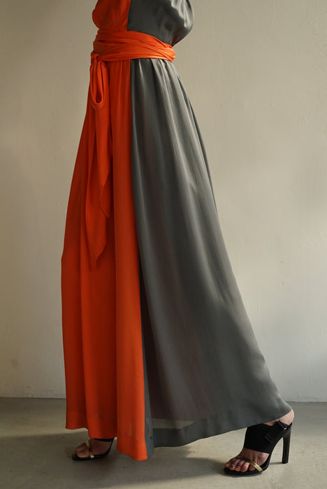 VINTAGE<BR>GUY LAROCHE<BR>2TONE SILK DRESS