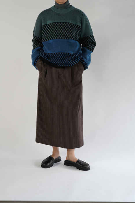 CRISTASEYA<br>JACQUARD OVERSIZED CASHMERE SWEATER<br>in BLUE/SAUGE