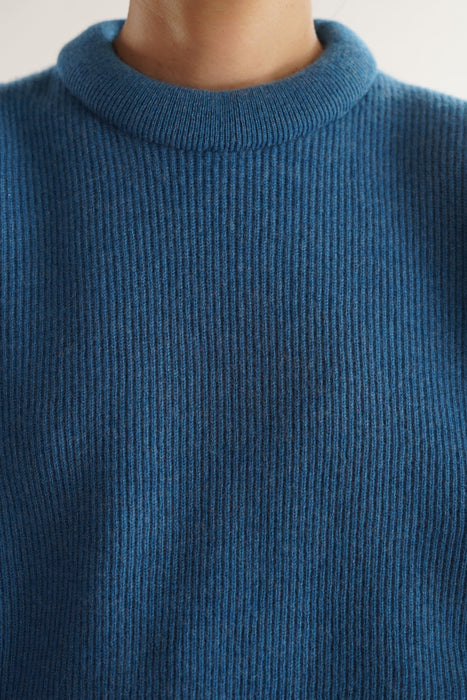 CRISTASEYA<br>PADDED COLLAR CASHMERE SWEATER<br>in BLUE