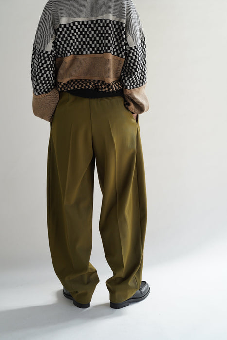 CRISTASEYA<br>DOUBLE PLEATED WIDE PANTS<br>in GOLD KHAKI