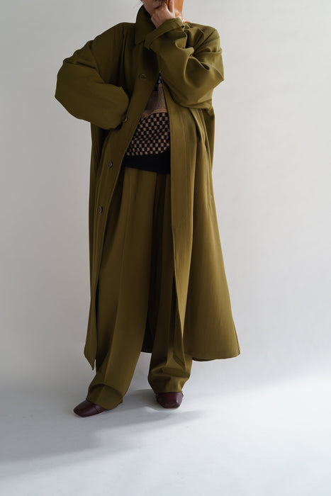 CRISTASEYA<br>DOUBLE PLEATED WIDE PANTS<br>in GOLD KHAKI