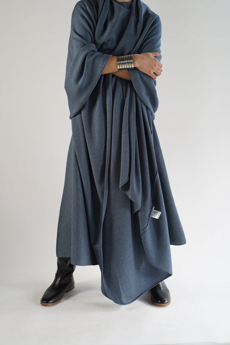 CRISTASEYA<br>DIAMANTE ASYMMETRICAL PONCHO<br>in BLUE