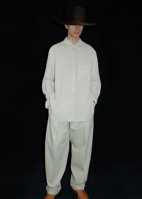 CRISTASEYA<br>DOUBLE PLEATED WIDE PANTS<br>in CHALK